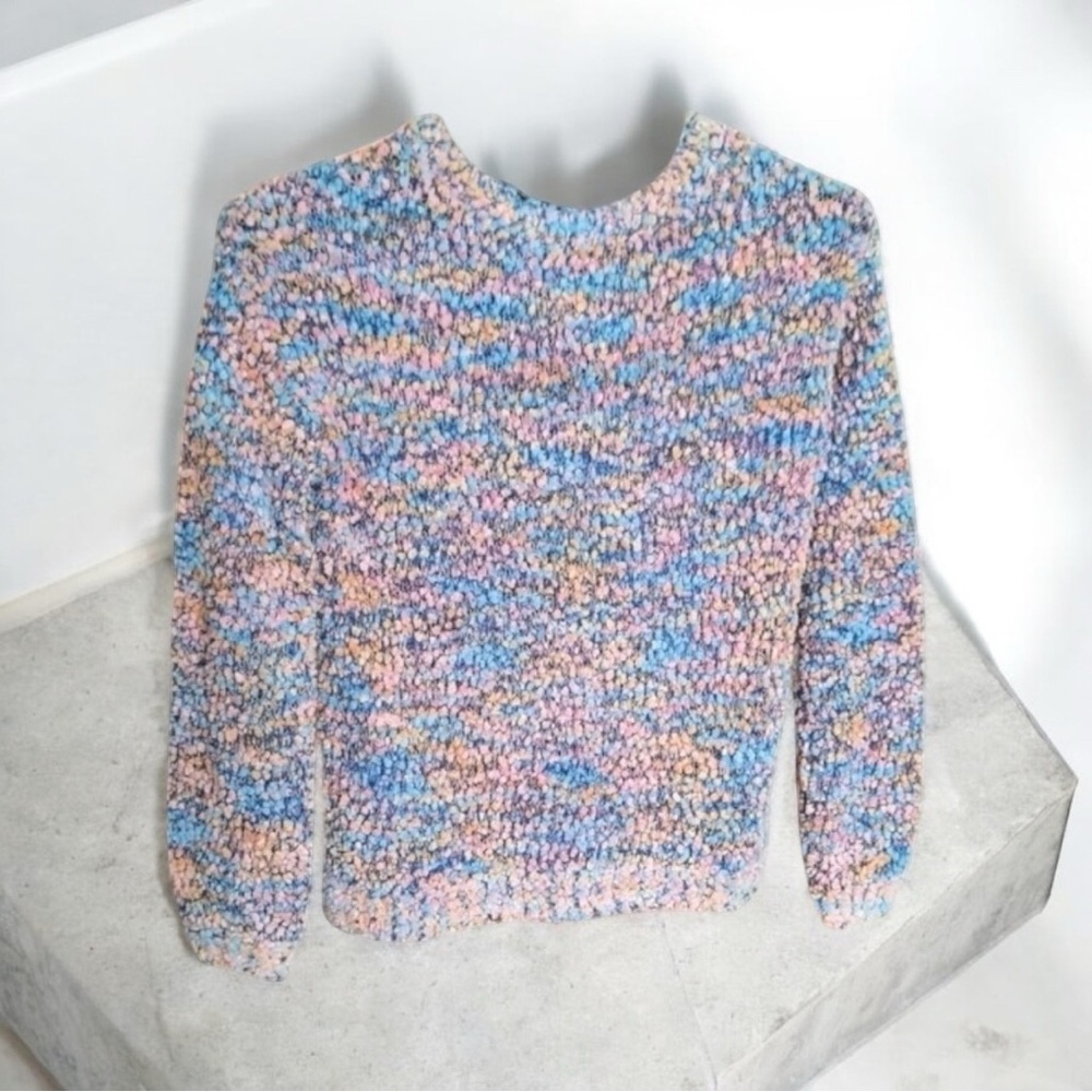 Love More Pink and Blue Crew Neck Sweater Cozy Knit